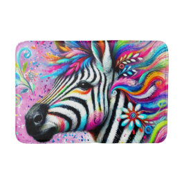 Tapete De Banheiro Zebra Floral Rosa-Rosa-Rosa-Rosa-Cinzenta Verde-Ma