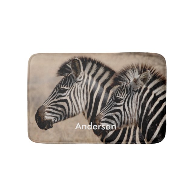Tapete De Banheiro Zebra Negra e Branca Personalizada (frente)