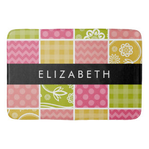 Tapete De Banheiro Zigzag, Chevron, Bolinhas, Gingham, Seu Nome