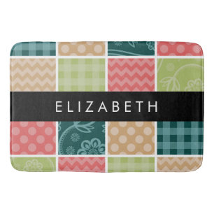 Tapete De Banheiro Zigzag, Chevron, Gingham, Bolinhas, Seu Nome
