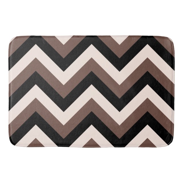 Tapete De Banheiro Zigzag Padrão Cream Preto (Frente)