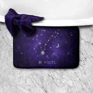 Tapete De Banheiro Zodiac Peixes roxos Astrologia Cósmica Horoscópi