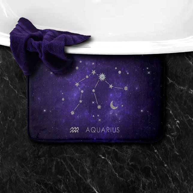 Tapete De Banheiro Zodiac Purple Aquarius | Astrologia Horóscopo (Criador carregado)