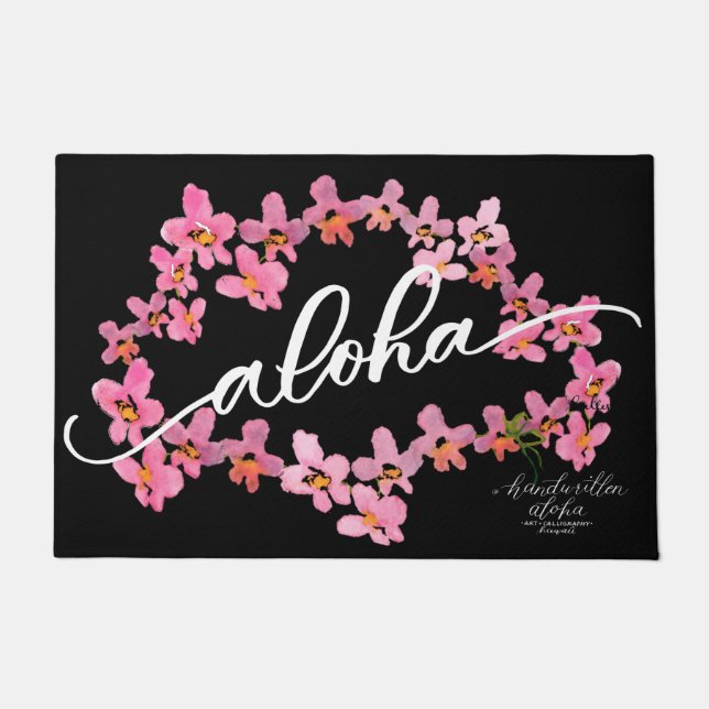 Tapete de Boas Vindas Aloha Orquídea (Frente)