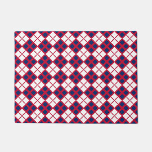Tapete de Boas-Vindas Argyle Vermelho, Branco e Az
