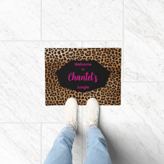 Tapete de Boas-vindas com Estampa de Leopardo Glam