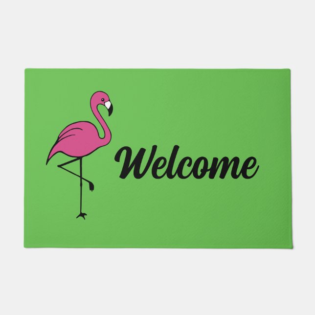 Tapete de Boas-Vindas Flamingo Rosa Tapete de Entr (Frente)