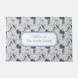 Tapete de Boas-Vindas Personalizado Hydrangea Azul