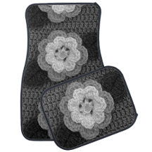 Flores de Cinza Negra Artisan Crochet Impressão