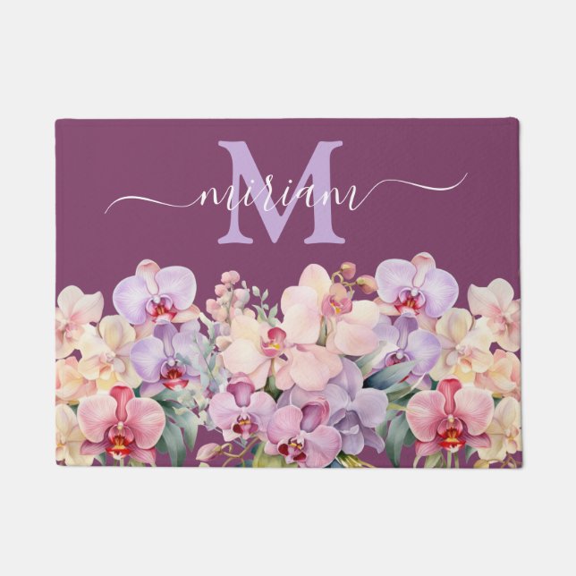 Tapete de Cozinha de Luxo: Orquídeas Rosa e Roxo (Frente)
