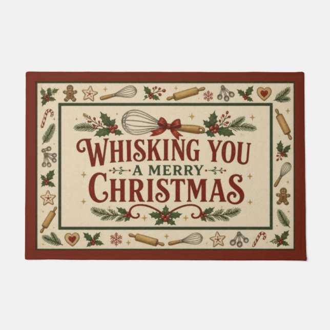 Tapete de Cozinha Desejando um Feliz Natal (Frente)