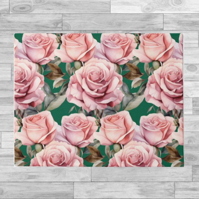 Tapete de Cozinha - Rosas Rosa e Verde (Criador carregado)