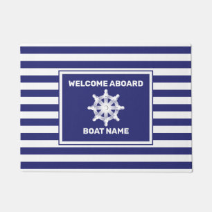 Tapete De Entrada Com Nome De Barco Náutico Azul M
