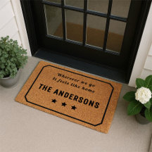 Tapete de Entrada com Nome Personalizado para Famí