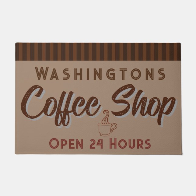 Tapete de Entrada com Sinal de Café Personalizado (Frente)