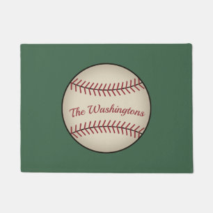 Tapete de Entrada de Beisebol Verde Personalizado