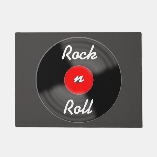 Tapete de Entrada de Rock N Roll Disco Vermelho  (Frente)