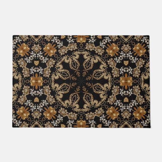 Tapete de Entrada Decorativo Dourado (Frente)