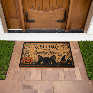 Tapete de Entrada Gato de Halloween, Boas-vindas G