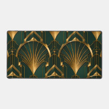 Tapete de Mesa Art Déco Luxo Ouro Verde Esmeralda