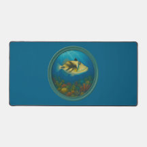 Tapete de Mesa Azul Oceano Peixe Porco Espinho de 