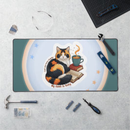 Tapete de Mesa Grande Azul Turquesa de Gato Calico