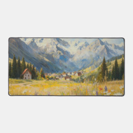 Tapete de Mesa Pintura a Óleo da Vila da Montanha 