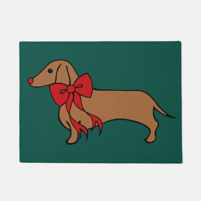 Tapete de Natal Clássico de Cachorrinho Dachshund (Frente)