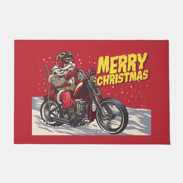 Tapete de Natal de Motoqueiro Feliz Natal (Frente)