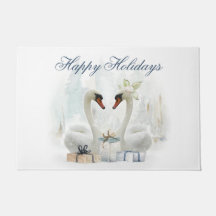 Tapete de Natal Elegantes Cisnes Aquarela