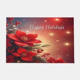 Tapete de Natal Floral Vermelho de Natal