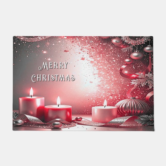 Tapete de Natal Vermelho Decorativo com Velas para (Frente)