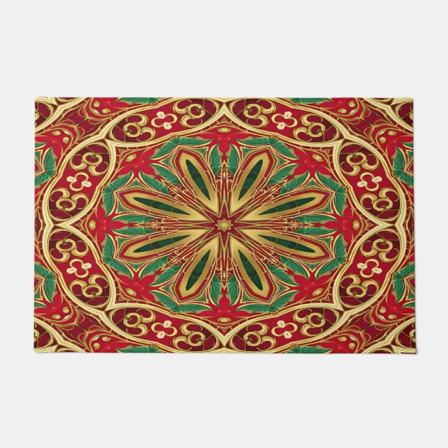Tapete de Natal Vermelho Dourado (Frente)