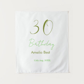 TAPETE DE PAREDE 30TH BIRTHDAY GREEN NAME DATE BOLD RETRO PASTEL SI