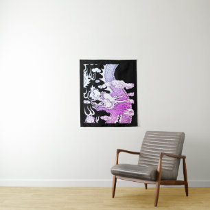 Tapete De Parede (34" x 40") DRAGÃO ULTRAVIOLETA pequeno NO PRETO