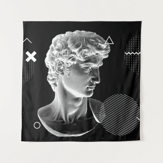 Tapete De Parede 3D ing of Michelangelo's David head in pixel art 8 (Frente)