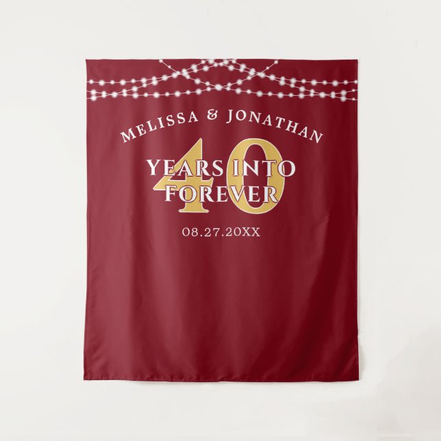 Tapete De Parede 40 ANOS EM PARA SEMPRE Fundo de aniversário de rub (Frente)