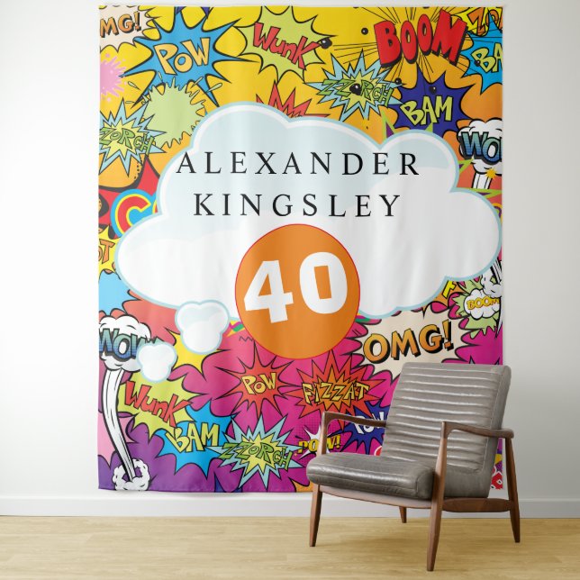 Tapete De Parede 40 BIRTHDAY Quic Art Speech Bubble Retro (In Situ)