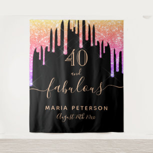 Tapete De Parede 40 fabulosos anos com respingos de ouro rosa preto