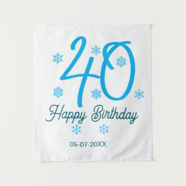 Tapete De Parede 40th birthday add name date year blue template