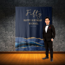 50º Aniversário Plano de Fundo de Foto Azul de Aga
