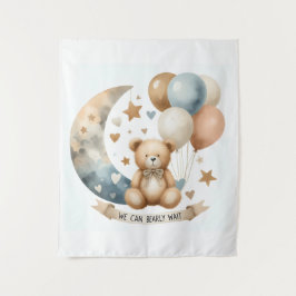 Tapete De Parede 50" X 60" Tapestry Neutral Teddy Gender Reveal