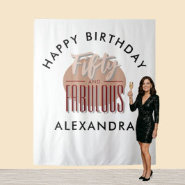 Tapete De Parede 50th Happy Birthday Photobooth Backdrop