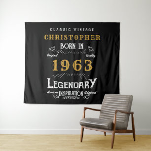 Tapete De Parede 60º Aniversário de 1963 Adicionar Nome Dourado Leg