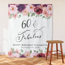 60 Aniversário Floral Fabuloso em Aquarela