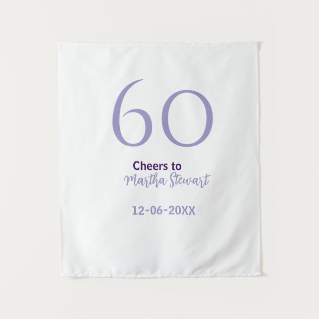 Tapete De Parede 60 & fabuloso aniversário roxo nome data estilo (Frente)