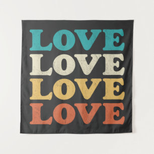 Tapete De Parede 70s Love Retro Distress Repeat Type (Repetição com
