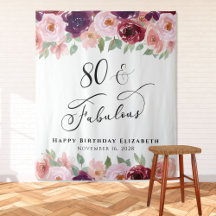 80 Aniversário Fabuloso com Aquarela Floral