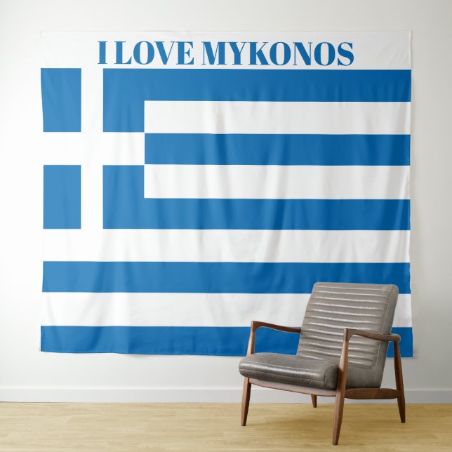 Tapete De Parede A bandeira nacional da Grécia Mykonos é muito gran (In Situ (Horizontal))