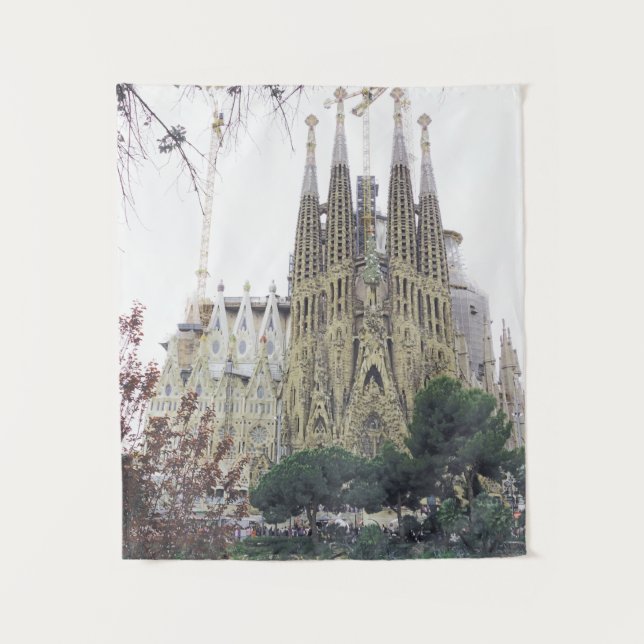 Tapete De Parede "A Basilica Sagrada Família em Barcelona, Espanha" (Frente)